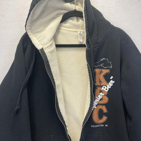 KBC Superior Beer Sherpa Lined Zip Up Hoodie Mens Medium Houghton MI Jacket - Picture 9 of 15